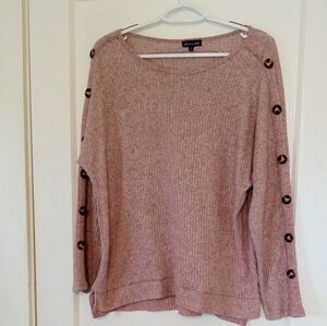 Olivia Blu Blush Button-Accent Sweater